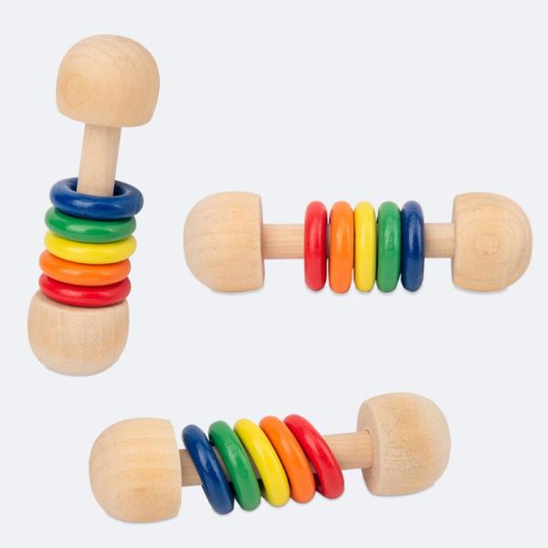 Gym Rodent 10.7cm Wooden Rattle Ring Montessori Wooden Teethers Safe
