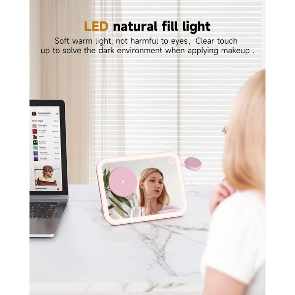 Qi2 Phone Watch Earbud Charger LED Light Lamp Station 3 In 1 Magnetic Wireless Lighted Makeup Mirror