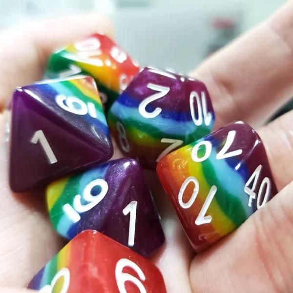 7 Layer Rainbow Handmade Resin Dice Crusson And Dungeon DND#RPG