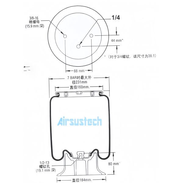 Plastic Piston Firestone Air Bag W01-358-5712 Rolling Lobe Air Spring Assembly