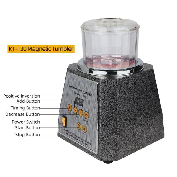 KT130 Polishing Machine Metal Grinding Jewelry Digital Display Magnetic Tumbler
