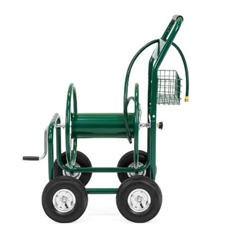 Conveniently Water Your Garden with Heavy Duty Water Garden Hose Reel Cart and Basket