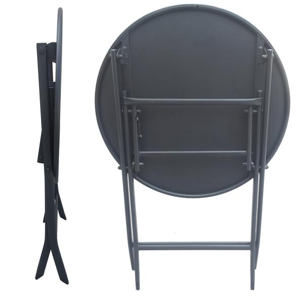 Wholesale Price Outdoor Furniture Iron Frame Folding Table and Chair Black Rust Prevention Fold Chairs and Round Table
