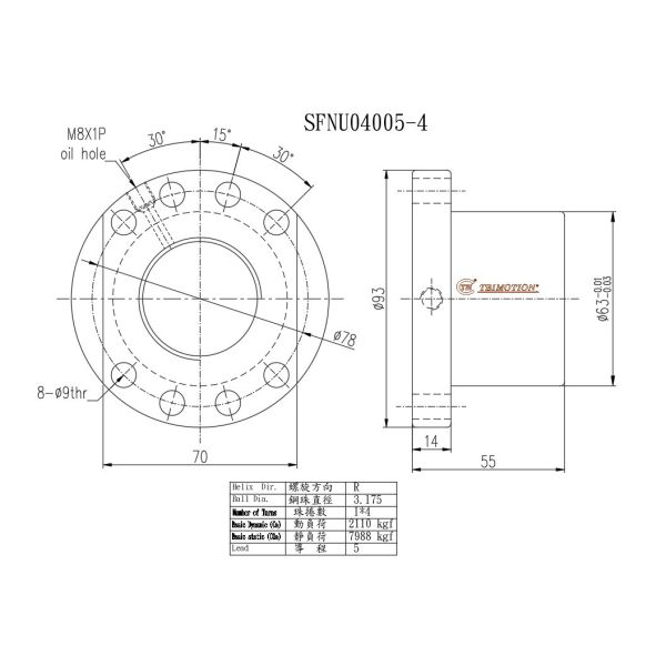 Vis à billes TBI SFNU04005, guide linéaire à billes pour systèmes de rails
