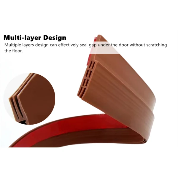 Silicone Rubber Door Sweep Draft Stopper Home Weather Stripping Under Door Bottom for Interior Doors Seal Strip