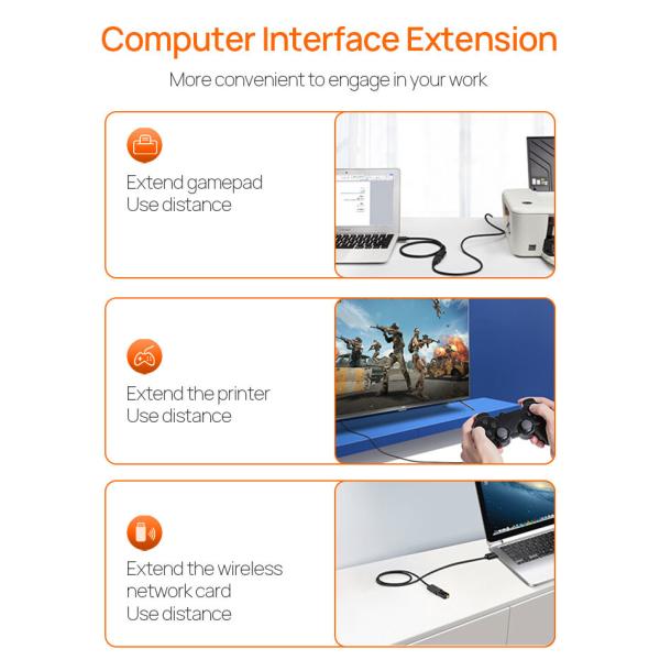 Non Toxic Printer Cable Extension Cord 2M Male To Female Extension Cable