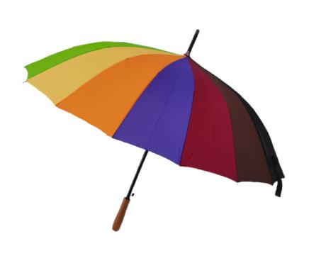 Um guarda-chuva de mão de madeira de eixo metálico com impressão de transferência de calor