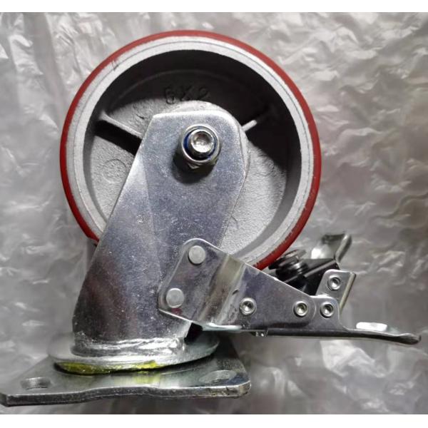 150mm Heavy Duty Locking Casters Polyurethane Casters Cast Iron Caster Wheels