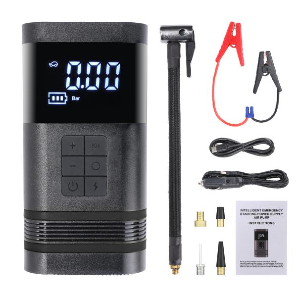 Powerful 150PSI 7500mAH Wireless Car Tire Inflator Pump with Jump Starter and Power Bank