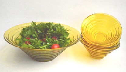 glass salad bowl set