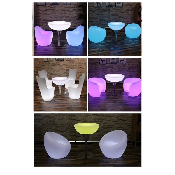 Modern Cheap Price Outdoor Coffee Shop Remote Control LED PE Table and Sofa Set for Cocktail bar