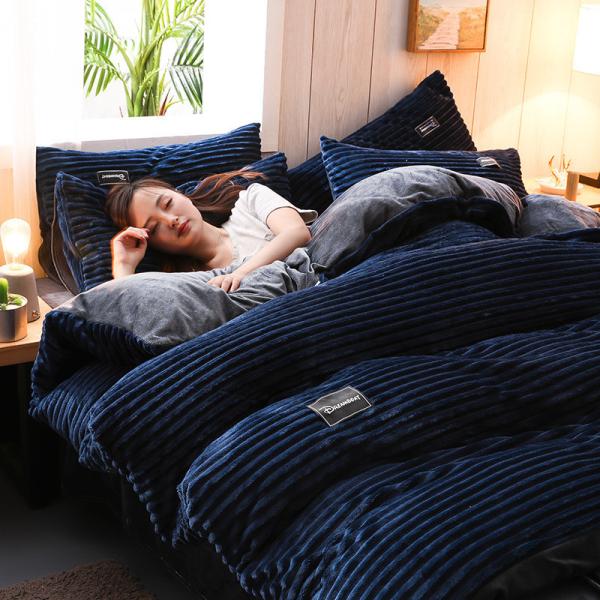 Fleece de veludo de poliéster de flanela Inverno quente Solid Queen King Size Set de roupas de cama para camas