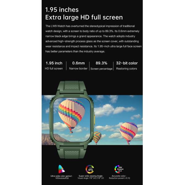 LW9 водонепроницаемые умные часы IP68 Domestic с 240*282 пиксельных IPS экрана