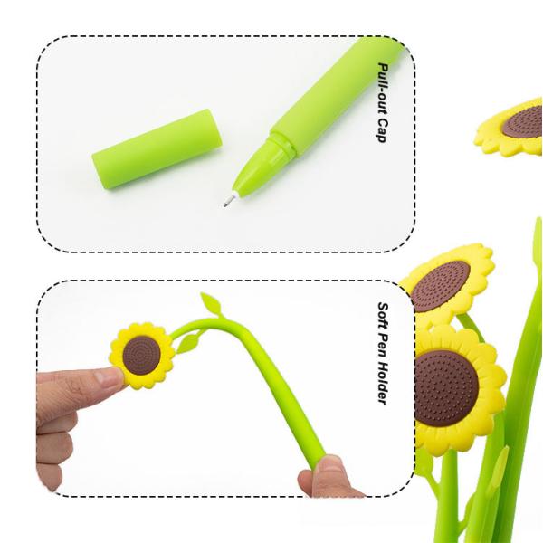 Cute dessin animé de tournesol de silicone stylo neutre de l' élève Papeterie swing stylo cadeau