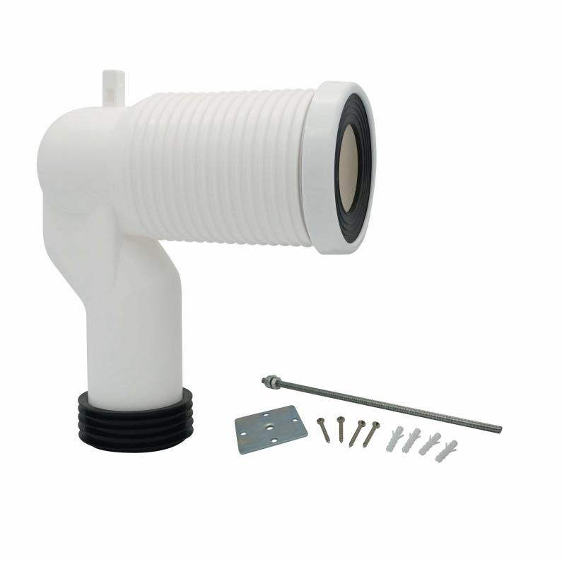 Adjustable-Length White PVC Pipe Connector, Used For Connecting WC Panel To Plastic Drainage Pipe