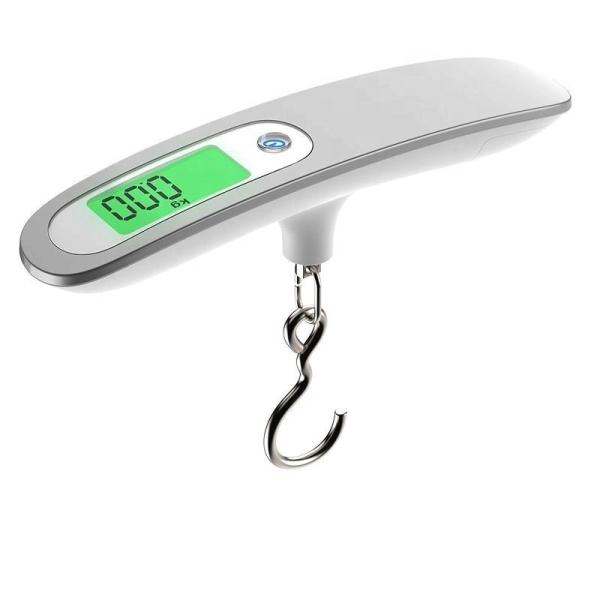 Balance à bagages numérique LCD portable et précision de 10g en acier inoxydable, fonctionne sur piles, pour sac de voyage, à main, avec crochet pour poisson