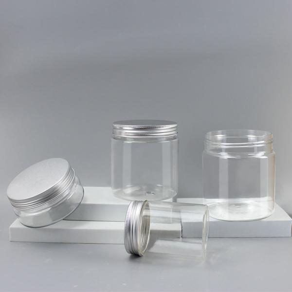 Custom 150ml 250ml 500ml 600ml Empty Clear Plastic PET Cosmetic Cream Body Butter Scrub Jar with Screw Lid