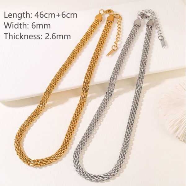 Wholesale Fashion New Products Unique Design Snake Skin Pattern Stainless Steel Necklace PVD 14K Jewelry Necklace