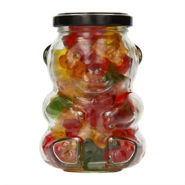 Garrafa de mel Garrafa de vidro vazia Garrafa de açúcar em forma de urso
