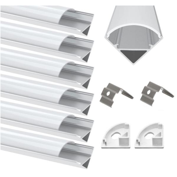 Disipador de calor llevado 6063 T5 de la vivienda del aluminio de Alu Profil con el clip plástico 90 de la cubierta de Pmma del difusor de la PC esquina de 45 grados