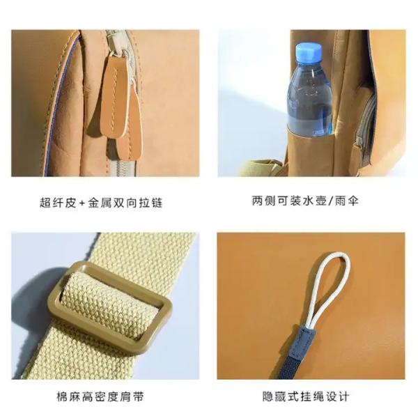 Manufactures Custom Male Brown Washable Kraft Paper Bag Softback Backpack With Front Flap