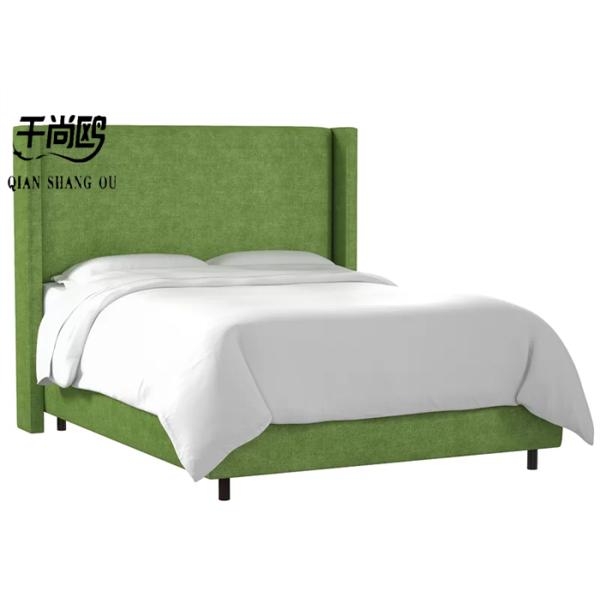 Low Key Tall Upholstered Bed 4ft 5ft 6ft With Wing Panel