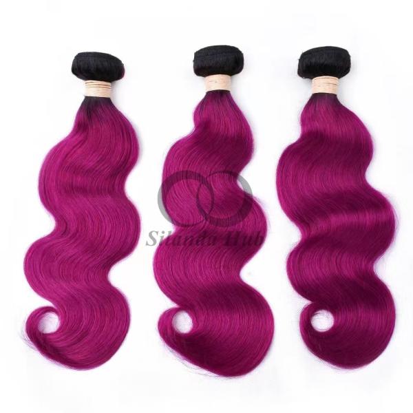 #T1B/Purple Body Wave Remy Human Hair Bundles Sew In Weave Bundles Brazilian Bundle Deals