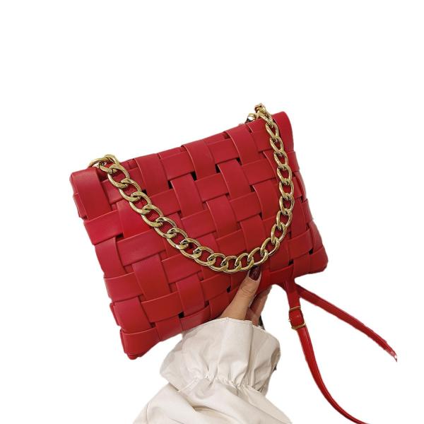 PU WOMEN'S BAG TEXTURE WOVEN HANDBAG 2024 SPRING ON THE NEW KOREAN VERSION OF FASHION CHAIN SHOULDER BAG CROSSBODY BAG