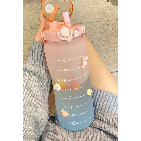 Motivational Water Bottle with Time Marker BPA Free 64OZ and Gradient Color Design