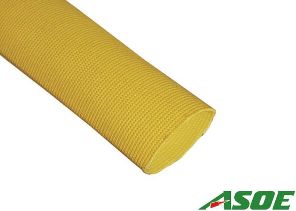 Plain Weave Yellow Fire Hose Abrasion Resistant , PU Lined Single Jacketed Fire Hose
