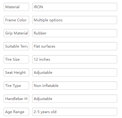 Exquisite Single Speed Push Baby Balance Bike 12 Inch Balance Bike