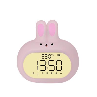 Rabbit Modern Design Dual Function Analog Digital Alarm Clock with Cute Backlight Light for Kids