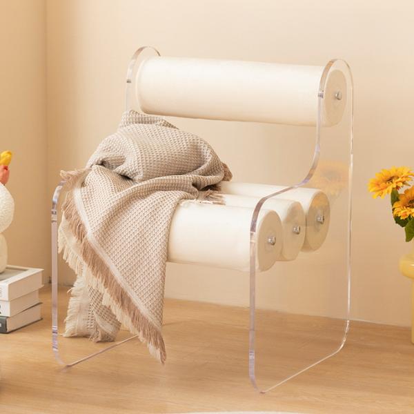 Minimalist Assembled Custom Acrylic Furniture Acrylic Makeup Chair With Cushion