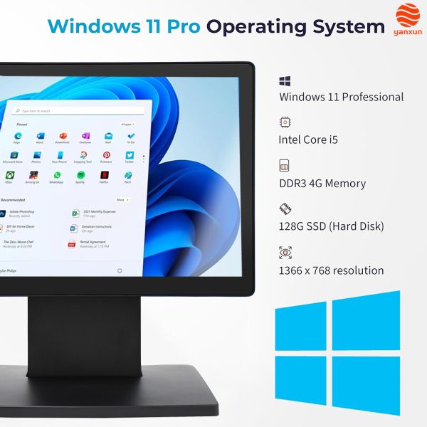 10.1” 10-Point Touch POS Machine  Windows 11 Pro/Android 11, Core i5/2GB RAM, 128GB/32GB Storage, Multi-Port Connectivity for Retail & Hospitality
