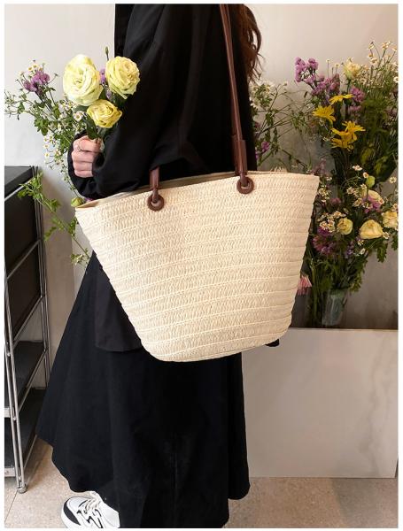 Crochet Straw Raffia Tote Bag Handmade Luxury Tote Handbag Beach Bag Handle Raffia Straw Bag Eco-Friendly New Design Crochet Tote Bag