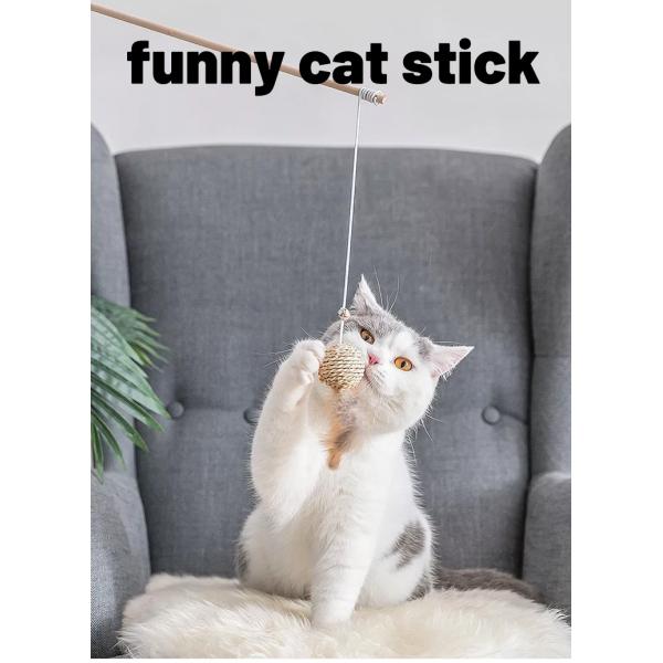 M Size Cat Teaser Wand Cute Wood Cat Feather Wand OEM ODM Cat Teaser Stick