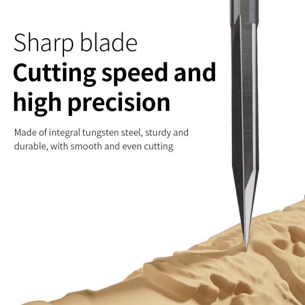 YingBa Solid Carbide Double Edge Straight Groove Sharp CNC Wood Bit with 15-30° Angle for Wood and EVA