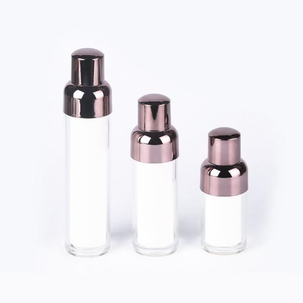 Bouteille de pompe sans air 15/30/50 ml de luxe, blanche/vert, avec conception à double corps