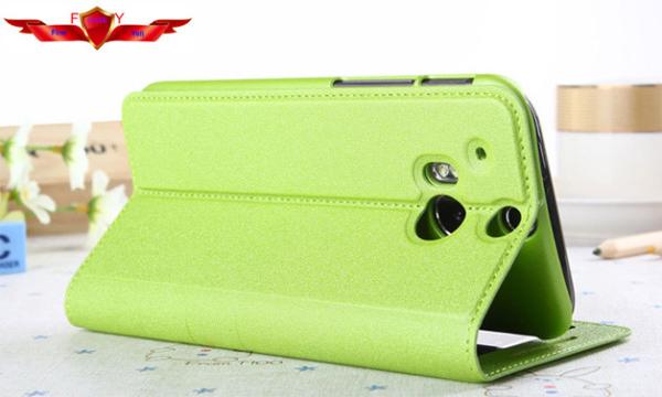 New Type HTC M8 Smart Sleep/Wake Up Leather Cases With Holder Call ID Display Good Quality
