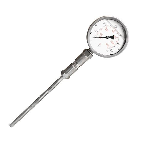 100MM de aço inoxidável 4 termômetro enchido glicerina 1/2 NPT da haste do metal 650C