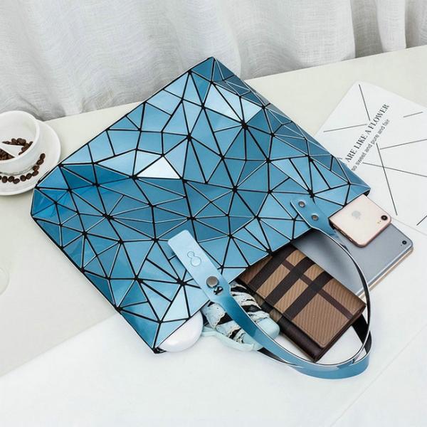 Дамы сумки Tote женщин геометрические большие кожаные лоснистые взваливают на плечи сумку