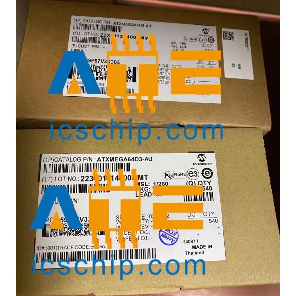ВСПЫШКА бита 32MHz 64KB IC 8/16 микроконтроллера серии ATXMEGA64D3-AU AVR (32K x 16)