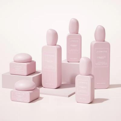 Pink Cosmetic Bottles And Jars Luxury Lotion Bottle Packaging Customized