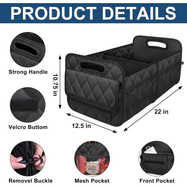Organizador de maletero de automóviles para SUV, organizadores de automóviles y almacenamiento con 6 bolsillos, accesorios de automóviles para mujeres/hombres 50LWaterproof