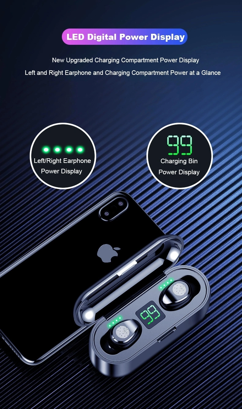 Наушник банка силы Bluetooth 5,0 с дисплеем СИД IPX7 водоустойчивым