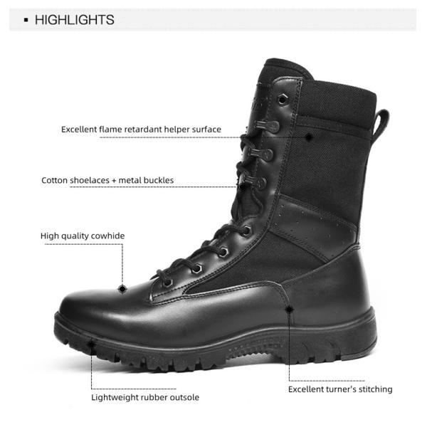 Military Sweat Absorption High Top Combat Boots Shock Absorption