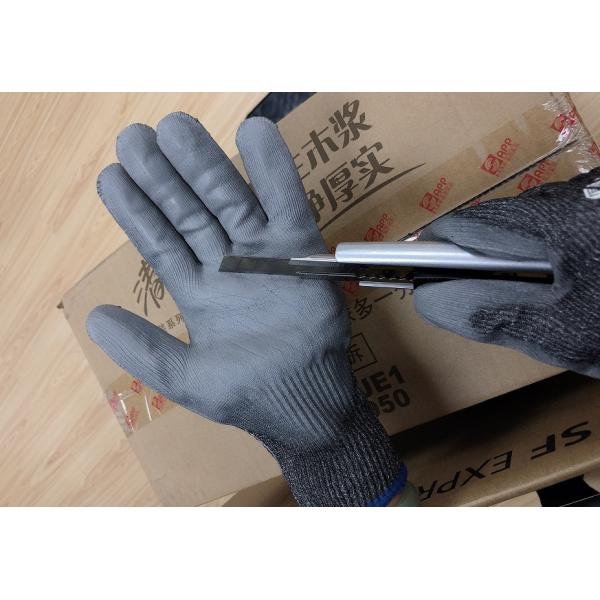 Black HPPE Anti-Cut Gloves With PU Palm Coating For Warehousing