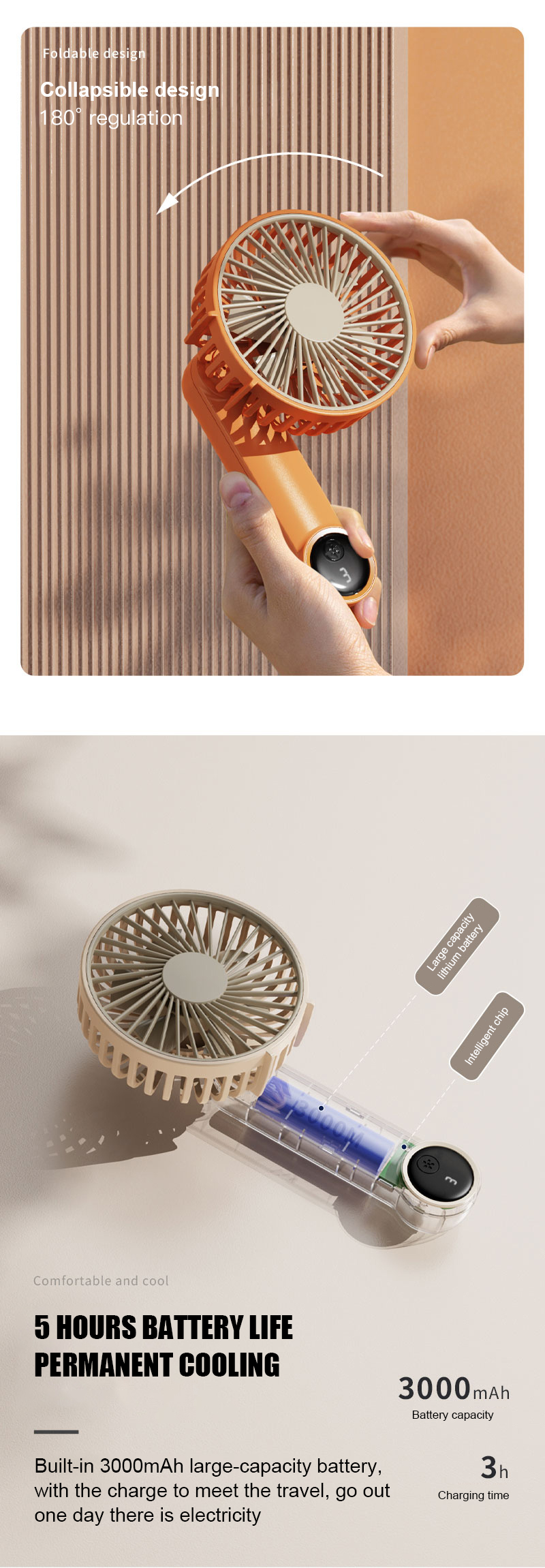 Wholesale Customized Digital Display Portable Mini Charging Fan Air Cooling Fan Handheld 3 Speed Mini Hand Fan With LOGO