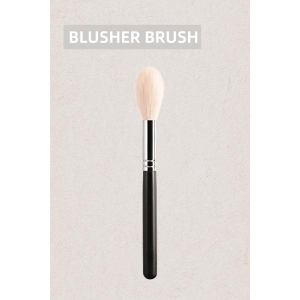 Natural Wood Handle Powder Blush Brush Flame Shaped Handcrafted