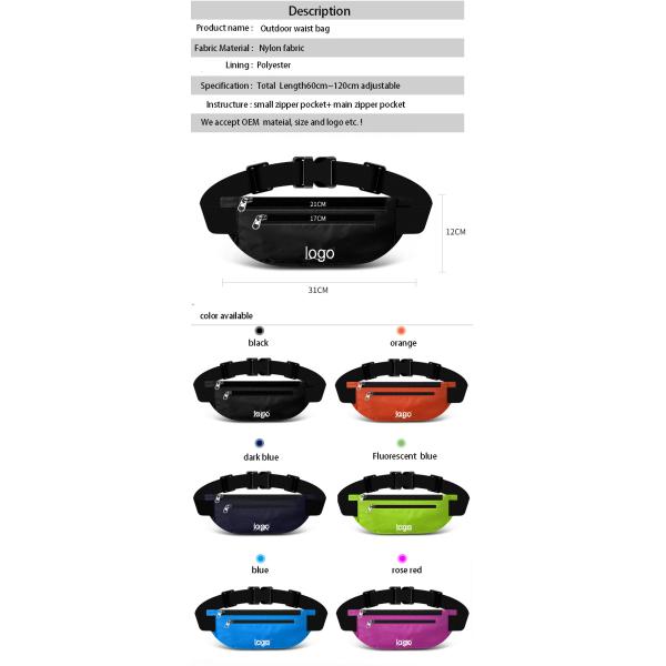 Multi-functional outdoor two zipper pockets travel belt mobile phone waist bag